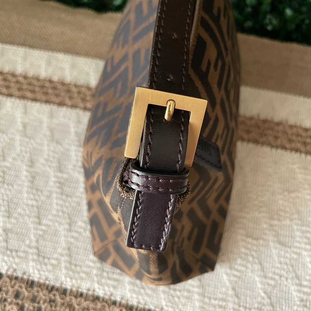 Fendi Brown and Dark Brown Zucca Logo Wristlet - Picture 3 of 13